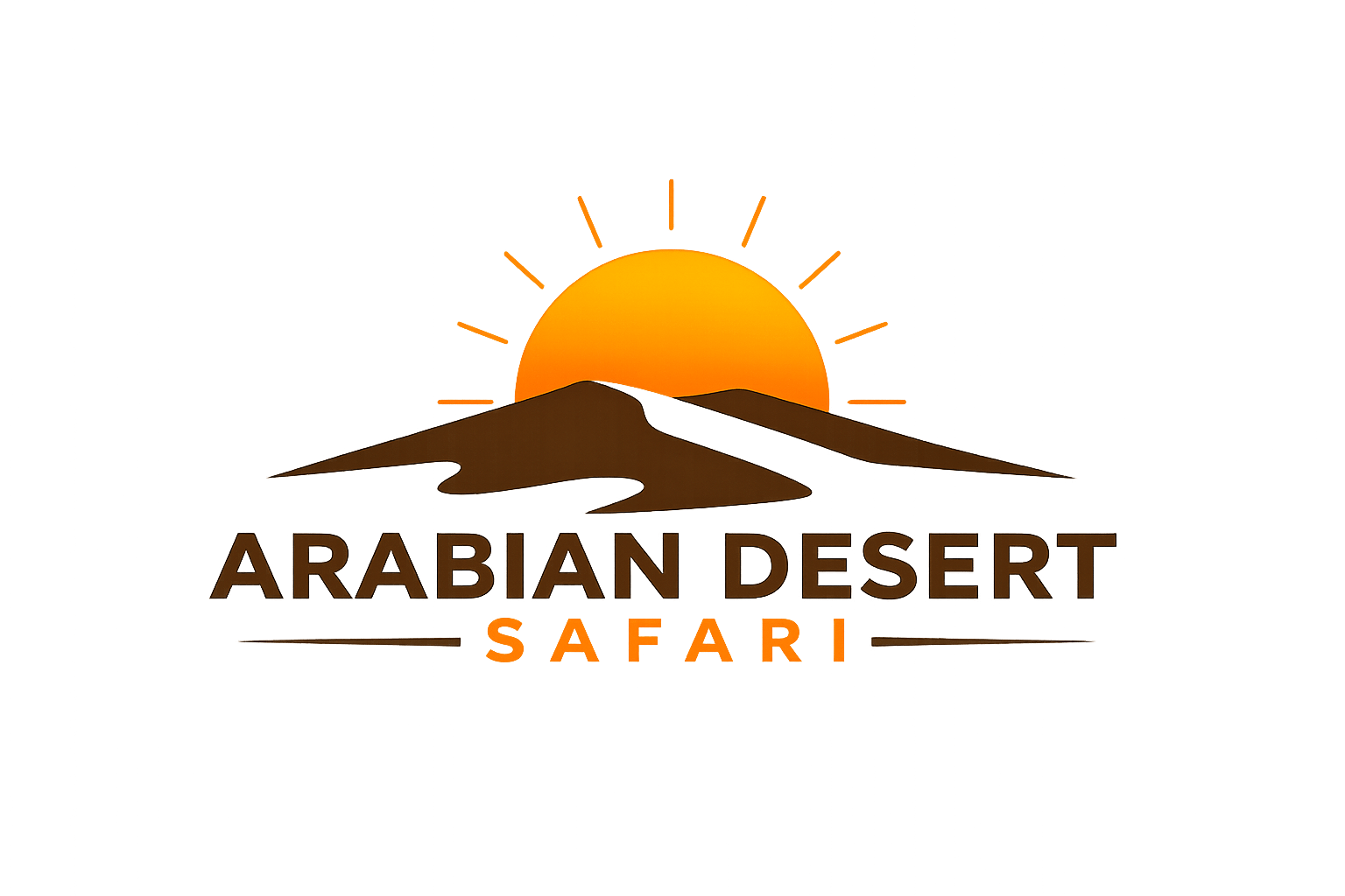 Official Arabian Desert Safari Dubai logo featuring a sunrise over desert dunes, representing premium desert safari tours, dune bashing, camel rides, and luxury experiences in Dubai, UAE.