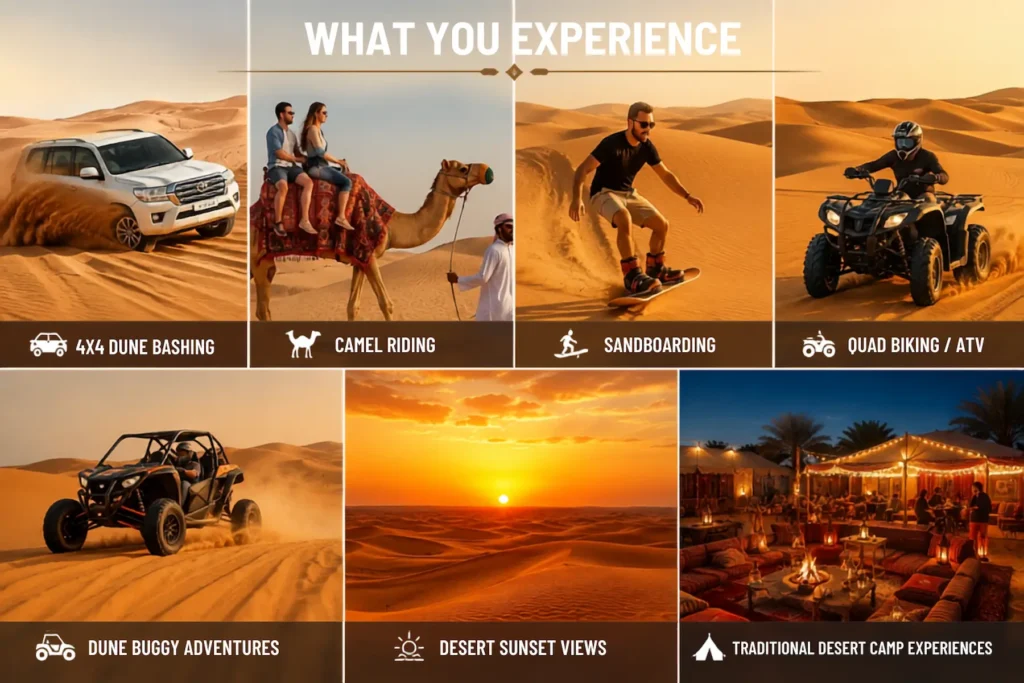Golden sunset over the dunes during an Abu Dhabi desert safari