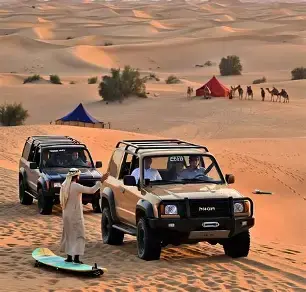 Luxury 4x4 vehicle at JBR Dubai for desert safari hotel pickup